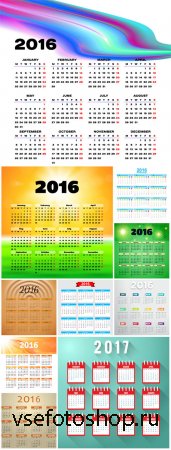 Set of vector calendar for 2016