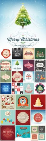 Christmas and new year, holidays vector background vintage 2016