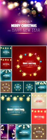 Christmas vector backgrounds with bright stars