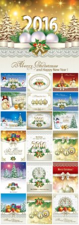 Christmas and new year, holidays vector backgrounds 2016