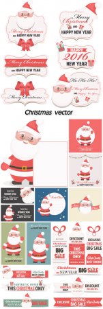 Christmas vector 2016 labels with Santa