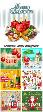 Vector Christmas, Santa Claus, snowman