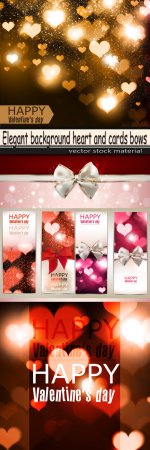 Elegant background heart and cards bows