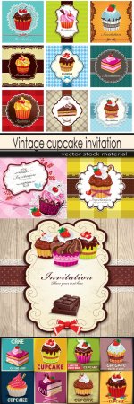 Vintage cupcake invitation