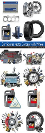 Car Spares vector Concept with Wheel