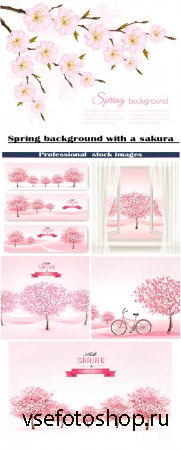 Весенние фоны с цветущей сакурой