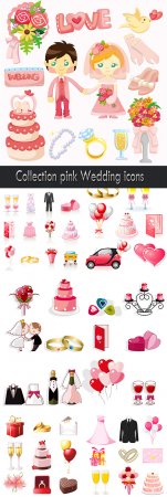 Collection pink Wedding icons