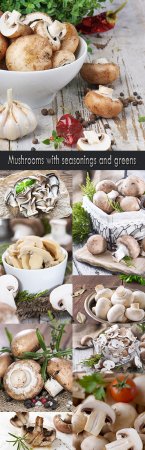 Mushrooms with seasonings and greens