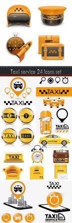 Taxi service 24 Icons set