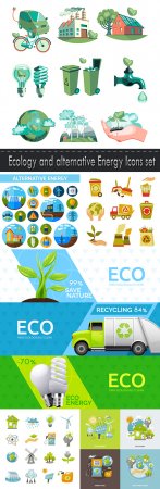 Ecology and alternative Energy Icons set