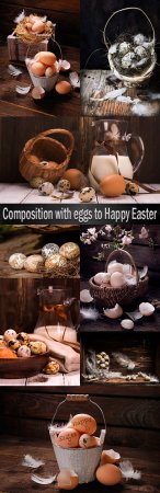Composition with eggs to Happy Easter