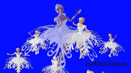 Футаж - Танец снежинок на хромакее