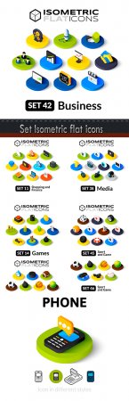 Set Isometric flat icons