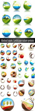 Abstract apple, Landscape nature symbols