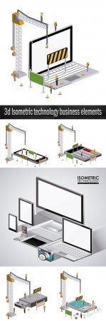 3d Isometric technology business elements