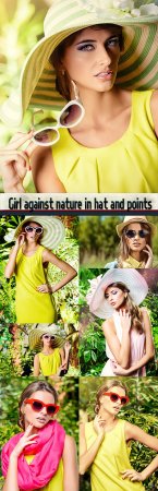 Girl against nature in hat and points