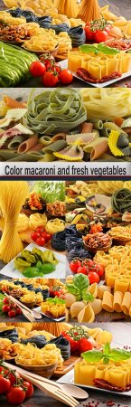Color macaroni and fresh vegetables
