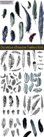 Decorative silhouettes Feathers birds