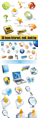 3D icons Internet, mail, desktop