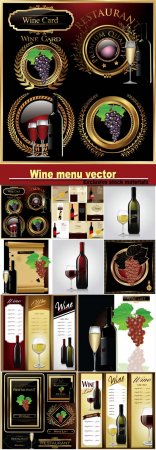 Wine menu vector, premium labels