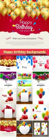 Happy birthday backgrounds, balloons vector