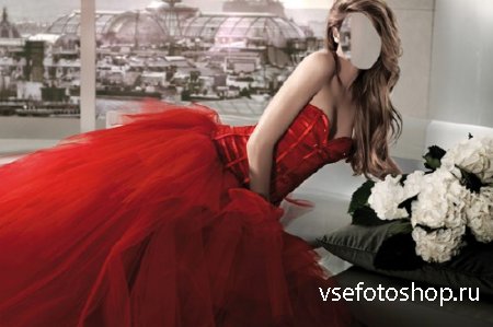 Шаблон для фотомонтажа - В красном королевском платье