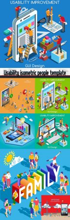 Usability isometric people template
