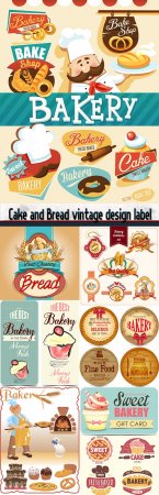 Cake and Bread vintage design label