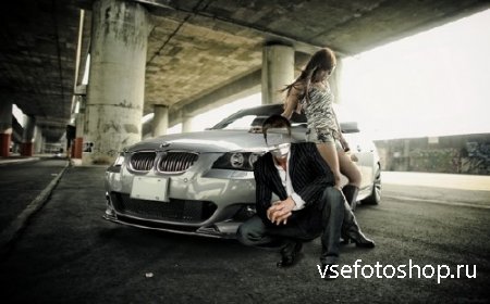 Шаблон для Photoshop - Вы, BMW и красивая девушка