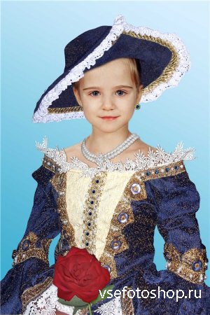 Фотошоп шаблон для девочек – В бальном платье и шляпе