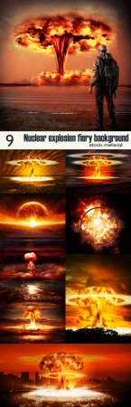 Nuclear explosion fiery background