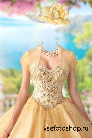 Шаблон для фотошопа женский – В золотом платье