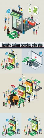 Isometric business technology online shop
