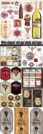 Wine elegant vintage labels and logos