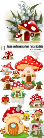 House mushroom cartoon fantastic glade