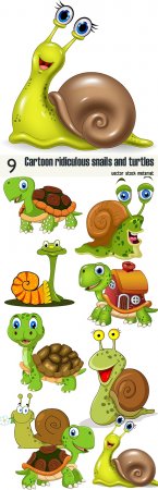 Cartoon ridiculous snails and turtles