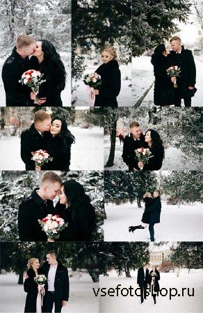 Растровый клипарт - Зимняя свадьба / Raster clipart - Winter wedding