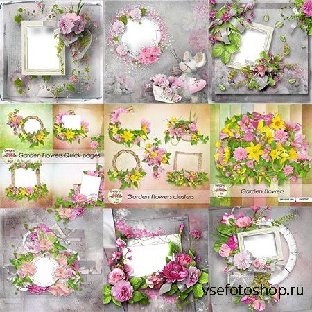 Scrap-set - Floral Bundle / Garden flowers