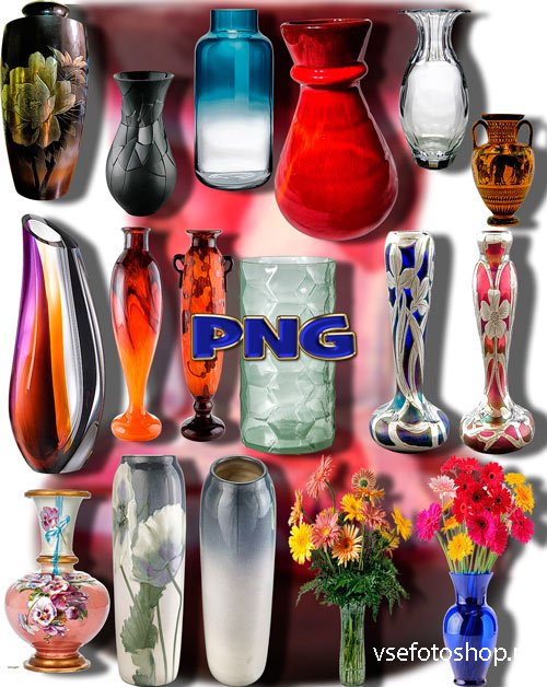 Растровые клип-арты - Красочные вазы