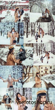       -  / Mother and son in winter park - Clipa ...
