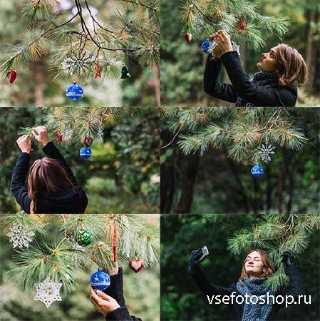    -   / Girl at the Christmas Tree - Raster cl ...