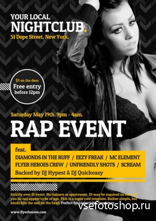 Typographic Night Club psd flyer template