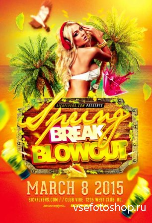 Spring Break Blowout psd flyer template