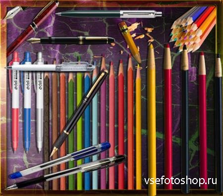 Png прозрачный фон - Цветные карандаши и ручки